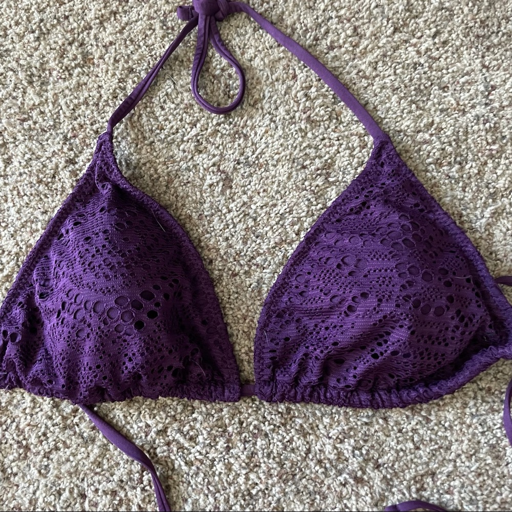 Purple halter swim suit top